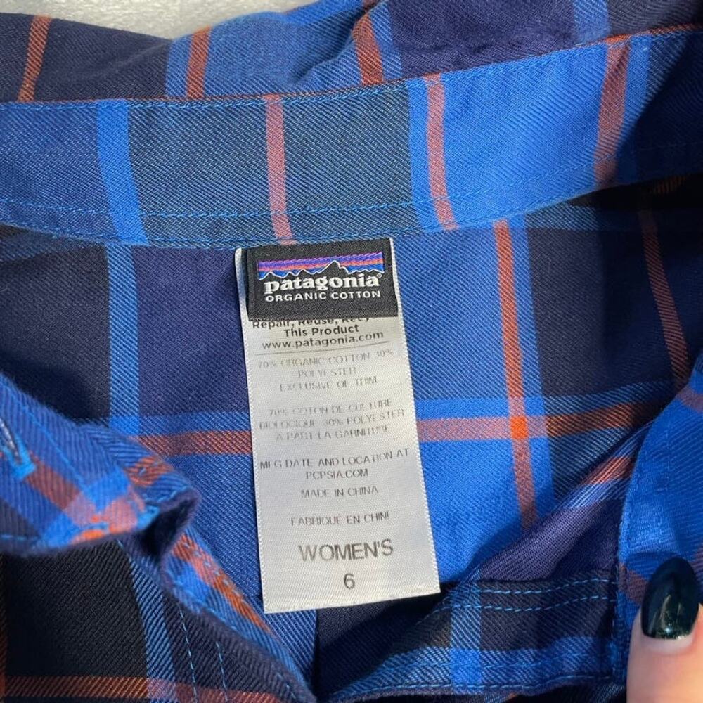 PATAGONIA Blue Womens Plain Button Down Longsleeve Shirt Small 6 Organic Cotton‎ - Picture 2 of 3